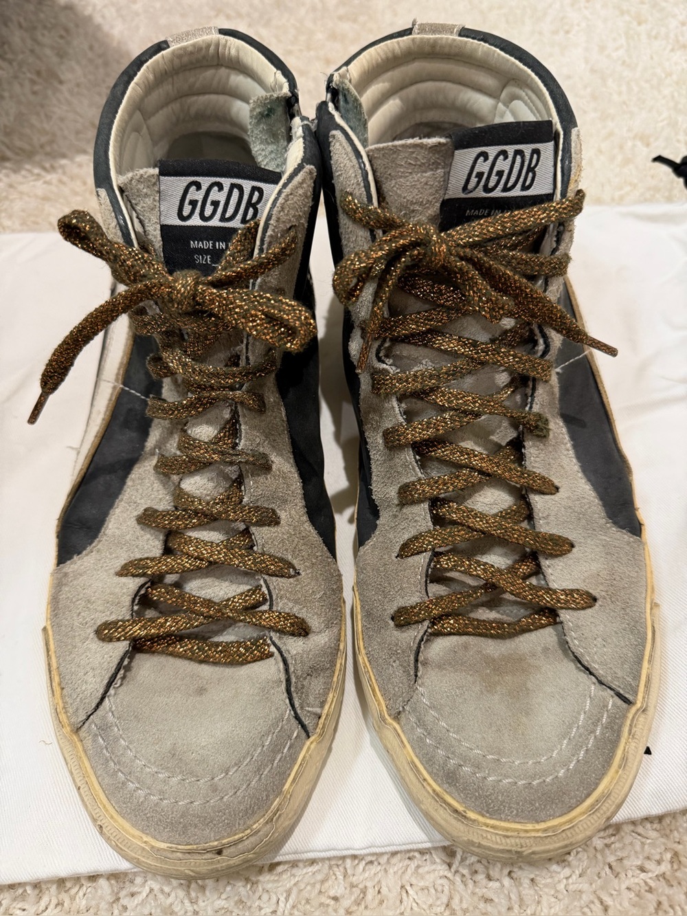 GOLDEN GOOSE Slide Womens distressed high top sneaker. Size US 10/IT40